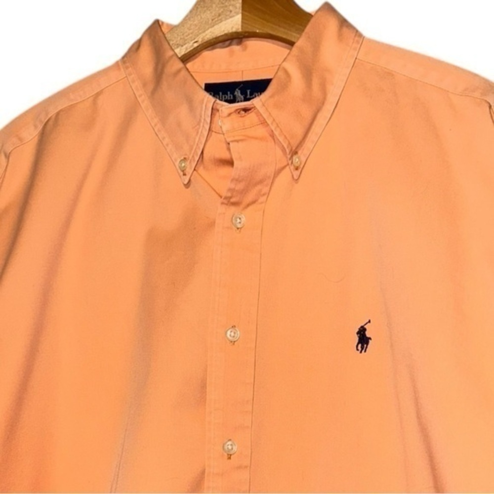 Ralph Lauren Vintage Size XL Orange Heavy Weight Cotton Blake Button Down Shirt